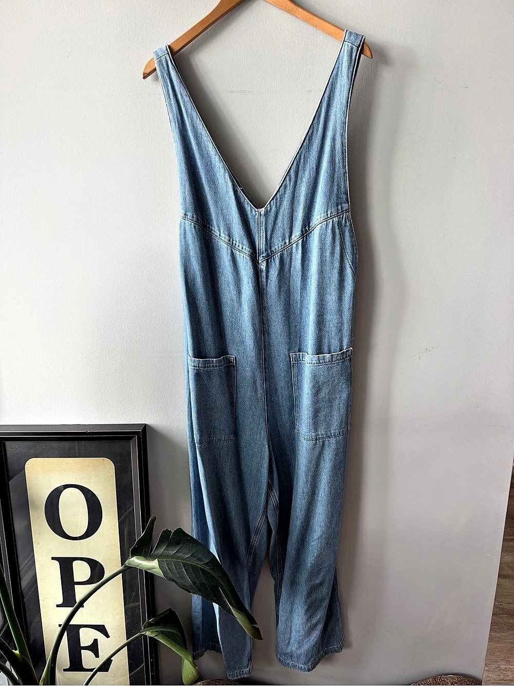mavi Myra Crop Denim Jumpsuit Blue